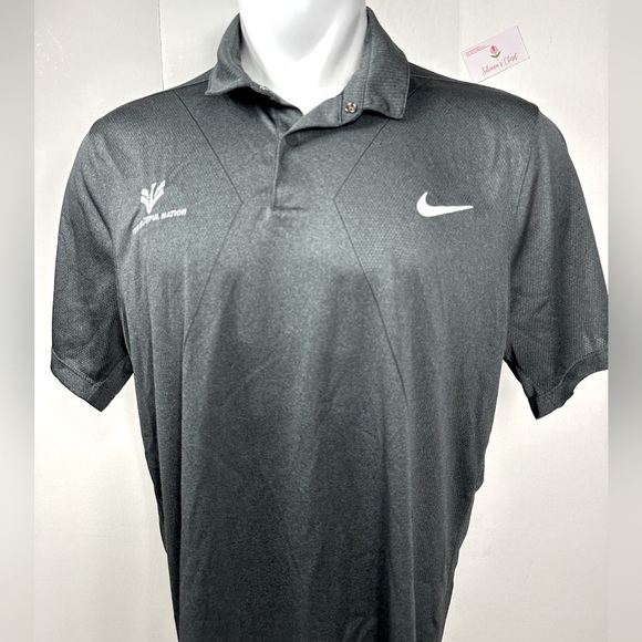 Nike Golf Modern Fit Dri-Fit Gray Polo Shirt  “YOUR GRATFULL NATION”MENS… - Picture 1 of 14